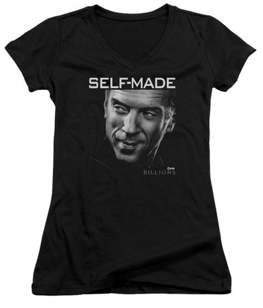 Billions Juniors V Neck Shirt Self Made Black T-Shirt