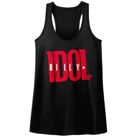 Billy Idol Juniors Tank Top Logo Black Racerback