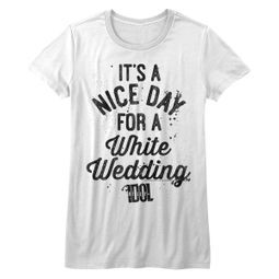 Billy Idol Shirt Juniors A Nice Day For a White Wedding White T-Shirt