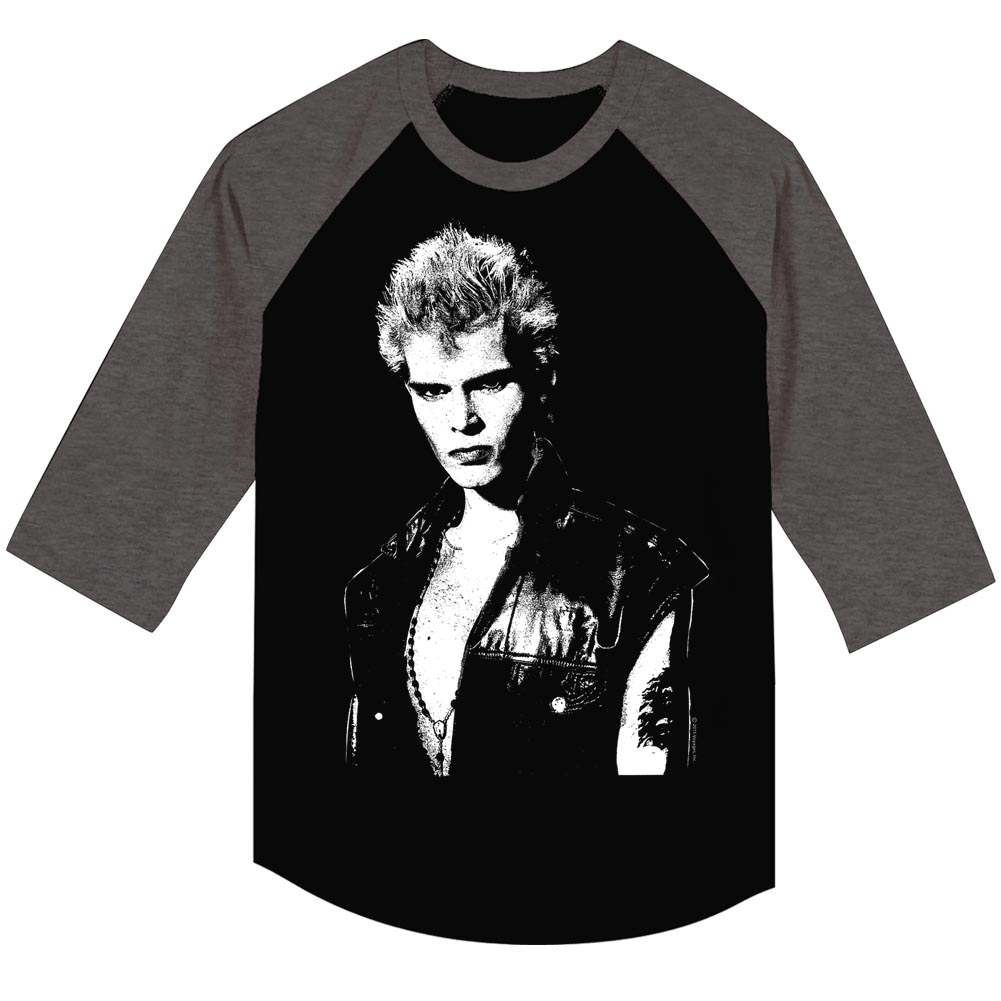 Billy Idol Shirt Raglan Portrait Charcoal/Grey Shirt Billy Idol Shirts