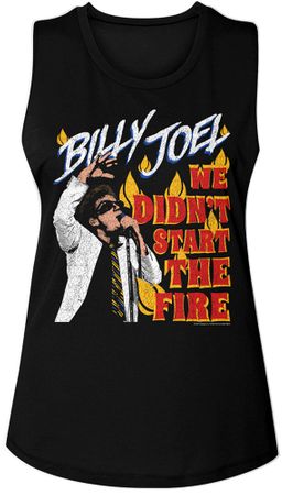 Billy Joel Long Didn't Start The Fire Ladies Sleeveless Tee Shirt - Black