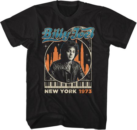 Billy Joel NEW YORK 1973 Classic Rock T-shirt - Black