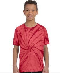 Clearance - Kids CD101Y Spider Red Tie Dye T-shirt - Small