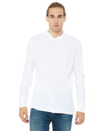 Clearance - Bella Canvas 3512 Unisex Jersey Long Sleeve Hoodie Tee - White