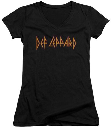Womens Def Leppard HORIZONTAL LOGO V-neck Tee