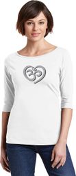 Clearance - Ladies OM HEART Elbow Length Sleeve Tee - white Clearance - Ladies OM HEART Elbow Length Sleeve Tee - white