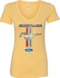 Ladies Ford Mustang STRIPE V-neck Tee - Banana, Large