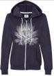 Ladies Full-Zip Lotus Flower Hoodie - Navy Blue - XL
