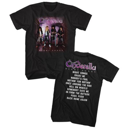Mens Cinderella NIGHT SONGS TOUR T-shirt - Black, 6XL