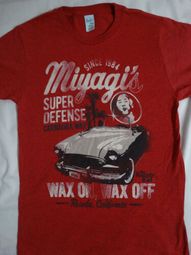 Mens Miyagi's Super Defense Car Wash T-shirt - Heather Red