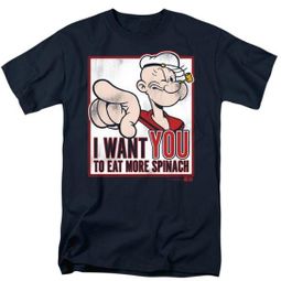 Mens Popeye I WANT YOU T-shirt - Navy Blue