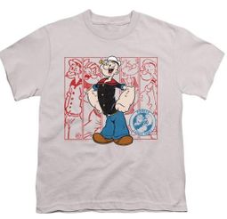 Mens Popeye THROUGH THE YEARS T-shirt - Silver