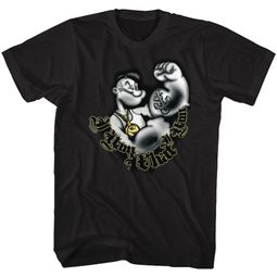 Mens Popeye Cartoon I YAM T-shirt - Black