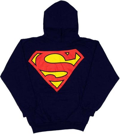 Mens SUPERMAN SHIELD Hoodie Sweatshirt - Navy Blue