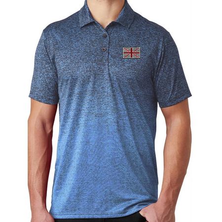 Mens Union Jack Flag Premium Polo Shirt - Carolina Blue/True Navy