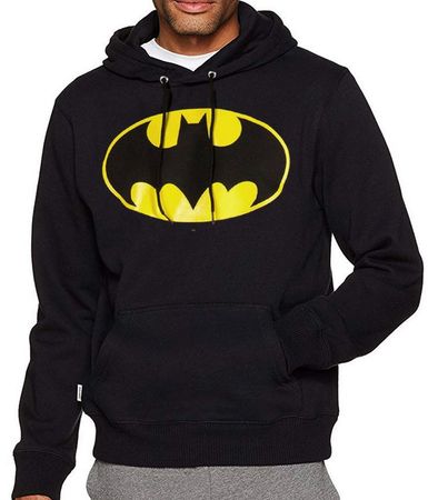 Mens BATMAN LOGO Hoodie Sweatshirt - Black