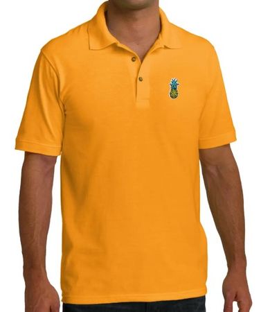 Men's Pineapple Patch Pique Polo Tee T-Shirt - Gold