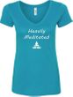 Womens Heavily Meditated V-neck Tee, Turquoise, XL