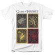 Game of Thrones GOT House Squares Adult T-shirt - White