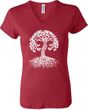 White Celtic Tree Ladies TriBlend V-neck Yoga Shirt