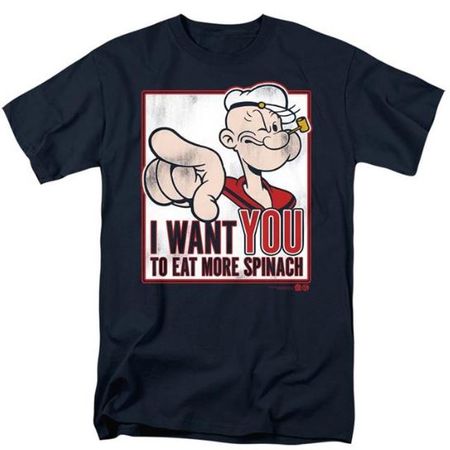 Mens Popeye I WANT YOU T-shirt - Navy Blue