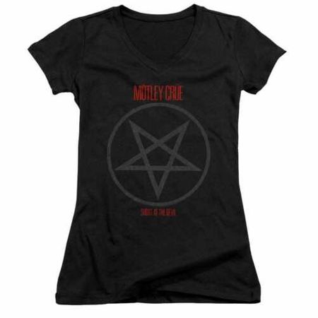 Juniors Motley Crue SHOUT AT THE DEVIL V-neck Tee - Black