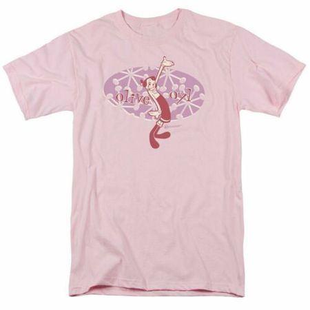 Clearance - Mens Popeye Cartoon OLIVE OYL T-shirt - Pink