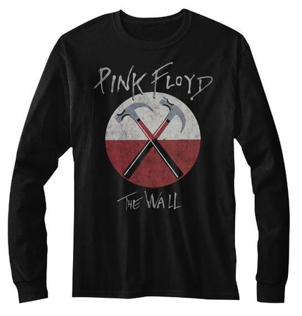 Clearance - Mens Pink Floyd THE WALL Hammers Long Sleeve T-shirt - Black