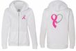 Unisex Adult Ribbon Heart Full-Zip Hoodie (front/back) - White, XL