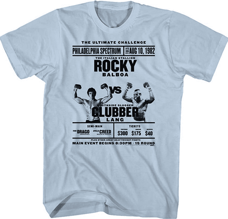 Clearance - Rocky Balboa Vs Clubber Lang Blue T-shirt - Clearance