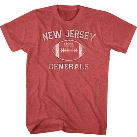 Mens New Jersey NJ Generals T-shirt - Heather Red - 4XL
