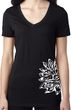 Ladies SKETCH LOTUS V-neck Tee, Black (side print) - Large
