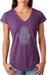 Grey Hamsa Triblend Deep V-Neck Yoga Tee Shirt - Aubergine