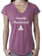 Womens Heavily Meditated V-neck T-shirt - Aubergine