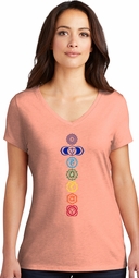 Womens Colored Chakras TriBlend Yoga V-neck Tee