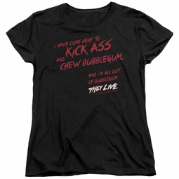 Womens They Live CHEW BUBBLEGUM T-shirt - Black
