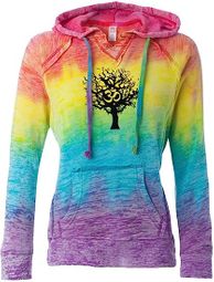 Ladies Tree of Life Burnout Rainbow V Hoodie - Large Ladies Tree of Life Burnout Rainbow V Hoodie - Large