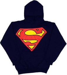 Mens SUPERMAN SHIELD Hoodie Sweatshirt - Navy Blue