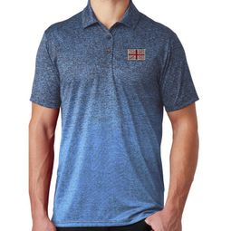 Mens Union Jack Flag Premium Polo Shirt - Carolina Blue/True Navy
