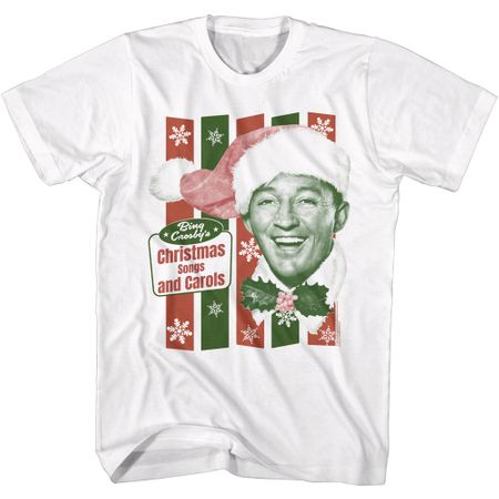Bing Crosby Christmas Songs Adult White Tee Shirt