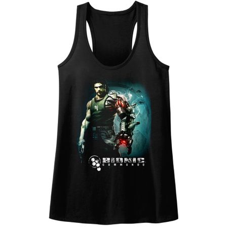 Bionic Commando Juniors Tank Top Steam Arm Black Racerback