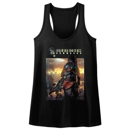 Bionic Commando Juniors Tank Top The World Burn Black Racerback