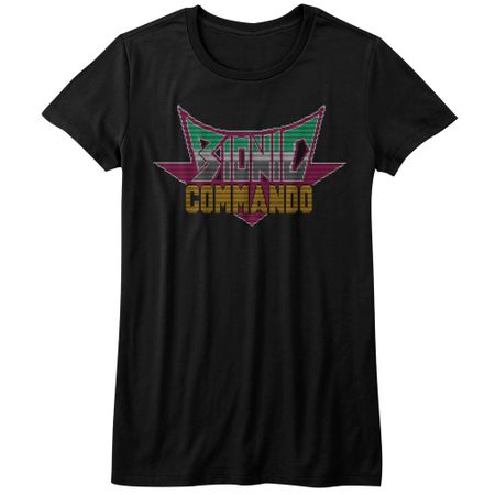 Bionic Commando Shirt Juniors Pixel Logo Black T-Shirt