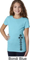 Black 7 Chakras Bottom Print Girls Yoga Shirts