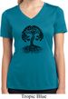 Black Celtic Tree Ladies Moisture Wicking V-neck Shirt