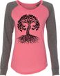 Black Celtic Tree Ladies Yoga Long Sleeve Preppy Patch Shirt