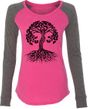 Black Celtic Tree Ladies Yoga Long Sleeve Preppy Patch Shirt