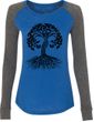 Black Celtic Tree Ladies Yoga Long Sleeve Preppy Patch Shirt