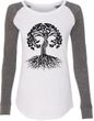 Black Celtic Tree Ladies Yoga Long Sleeve Preppy Patch Shirt