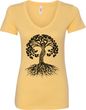 Black Celtic Tree Ladies Yoga V-Neck Shirt